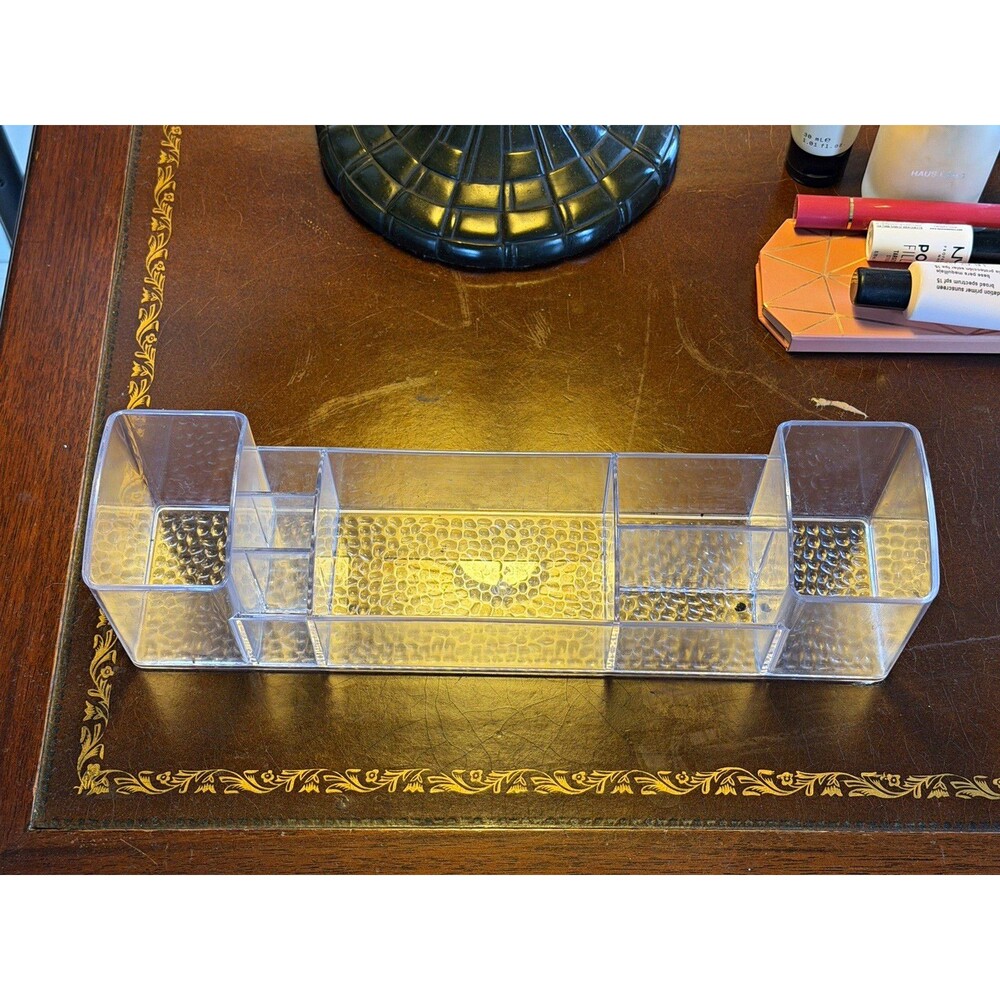 Clear Plastic Desktop Organizer, Multi-Compartment Storage Organizer